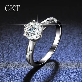 Пръстен с диамант от платина PT950 с муассанитом за жени, пръстен за предложения за брак, бижута с шест нокти с различни размери в наличност