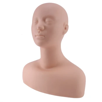 Професионален силиконов манекен за упражняване на главата, раменете, кост за грим, удължаване на мигли и масаж