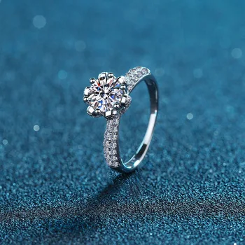 Женски пръстен с муассанитом от сребро Ice Queen 1 карата S925 проби, отворен пръстен