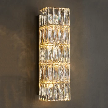 Модерен американски правоъгълен Луксозен кристал, с монтиран на стената лампа Фон Телевизор Интериор на хотела Спалня Led осветление коридор на закрито