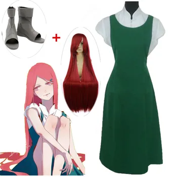 аниме Ураганни Uzumaki Mother Узумаки Kushina Cosplay костюм cosplay червена перука обувки в наличност