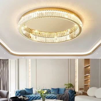 Тавана лампа Nordic LED Crystal Circle, полилеи, осветление за хол, спални, аксесоари за дома, лампа Лампара techo