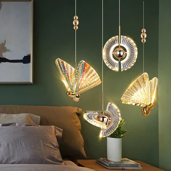 Окачен лампа Nordic Butterfly, луксозни цветни лампи-пеперуди за всекидневната, окачена лампа за спални, осветителни тела за украса на помещенията